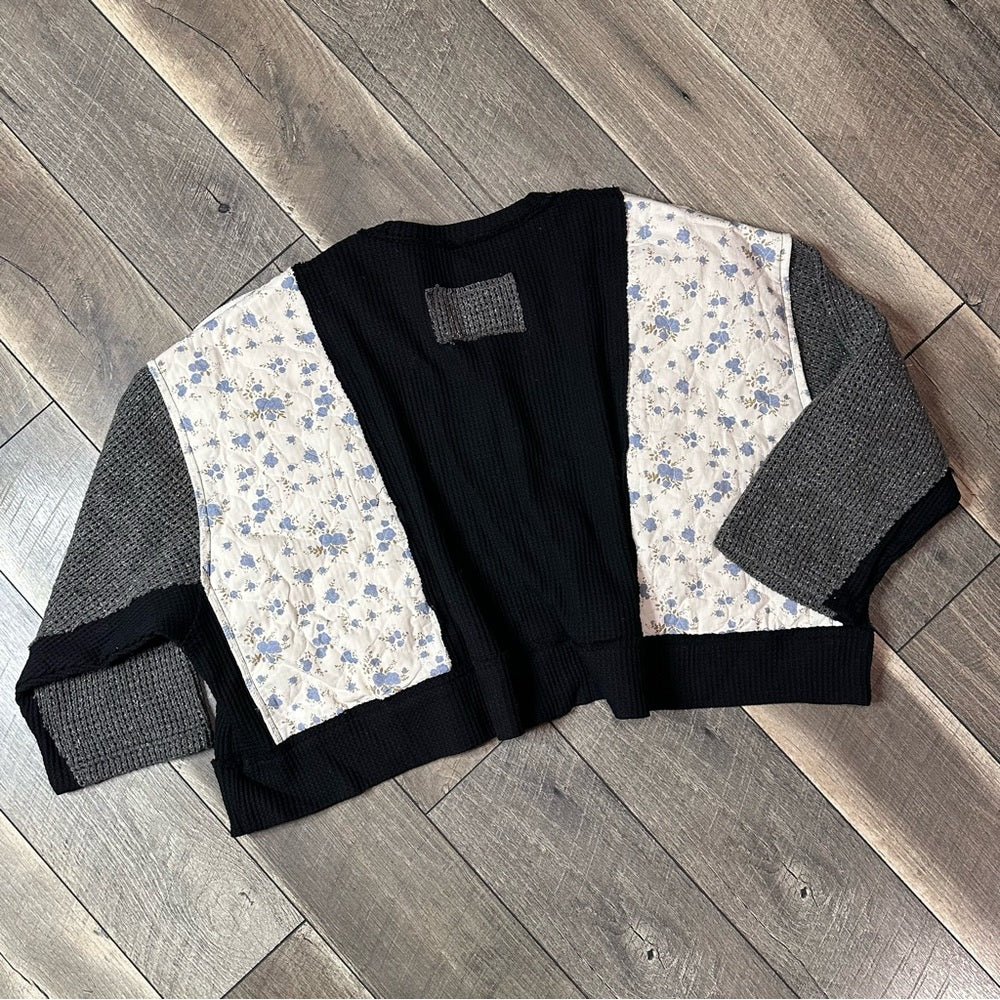 Everyday Chic Patchwork Waffleknit Oversized Pullover