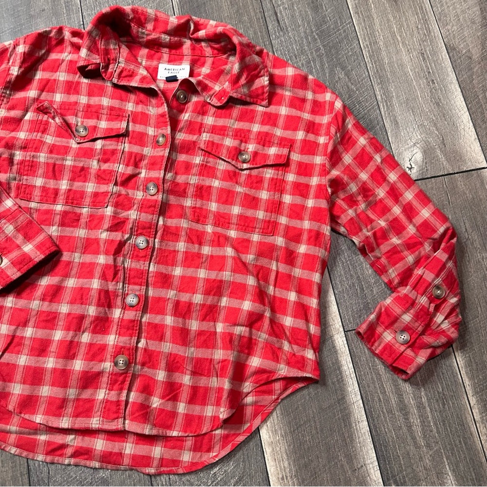 American Eagle Plaid Oversized Button Down