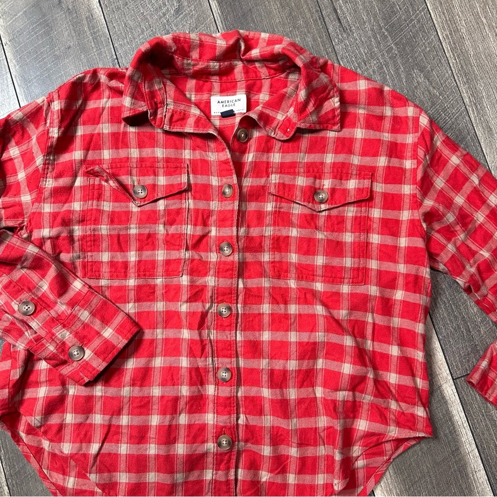 American Eagle Plaid Oversized Button Down