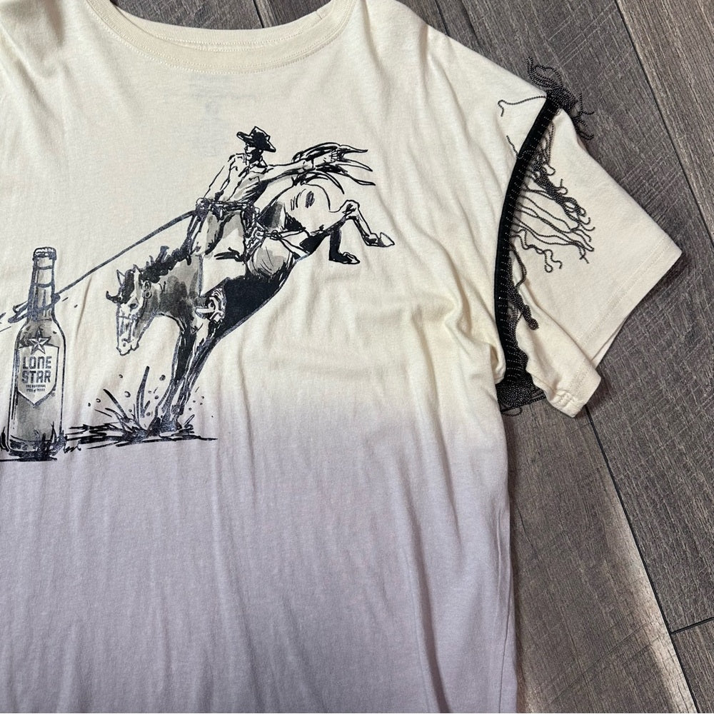 Pabst Ombre Fringe Short Sleeve Top