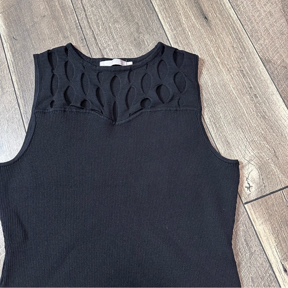 Red by BKE Black Ribbed Short Sleeve Top