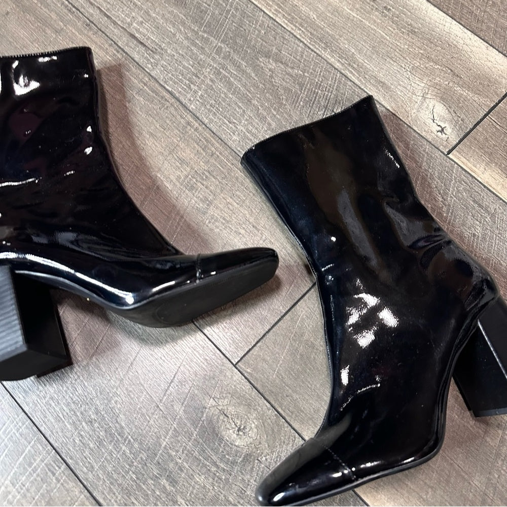 Zara Black Pleather Heel Boots