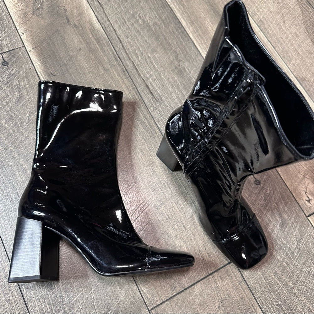 Zara Black Pleather Heel Boots