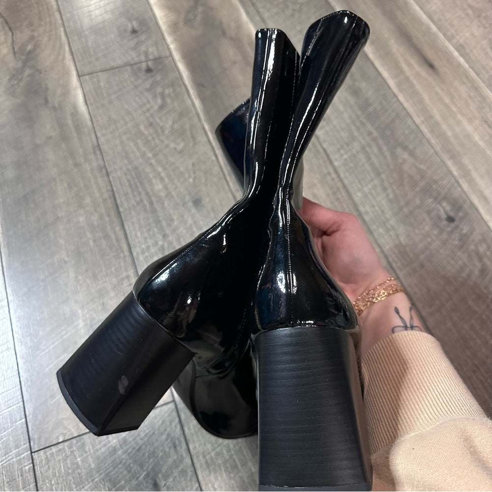 Zara Black Pleather Heel Boots
