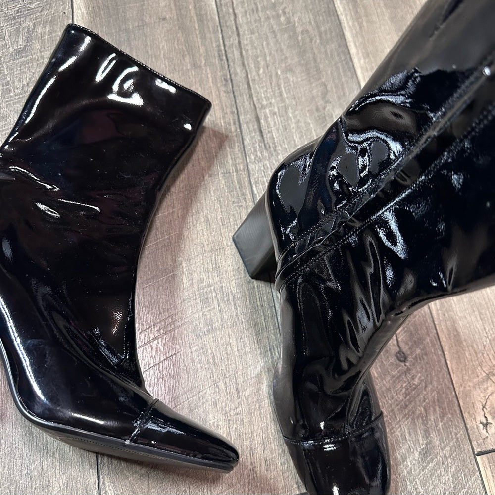 Zara Black Pleather Heel Boots