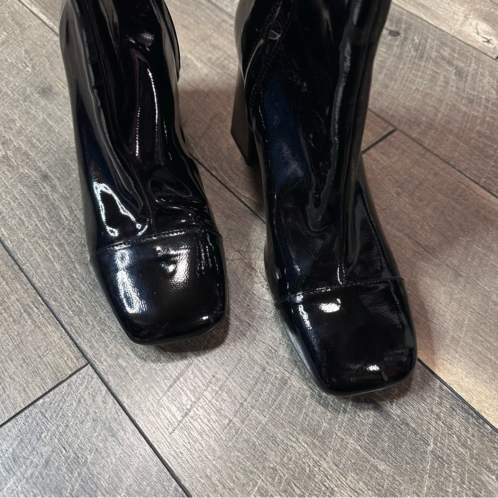 Zara Black Pleather Heel Boots