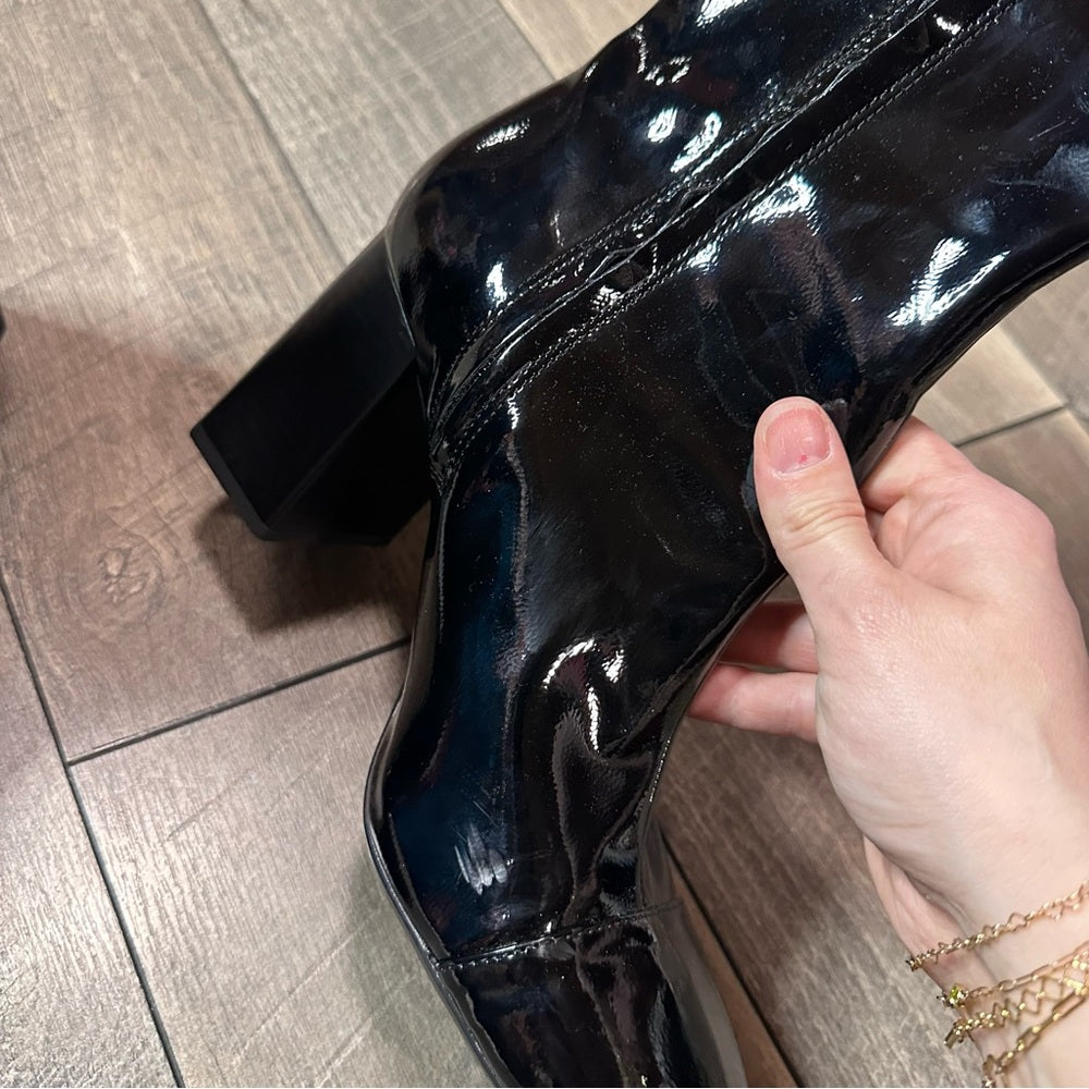 Zara Black Pleather Heel Boots