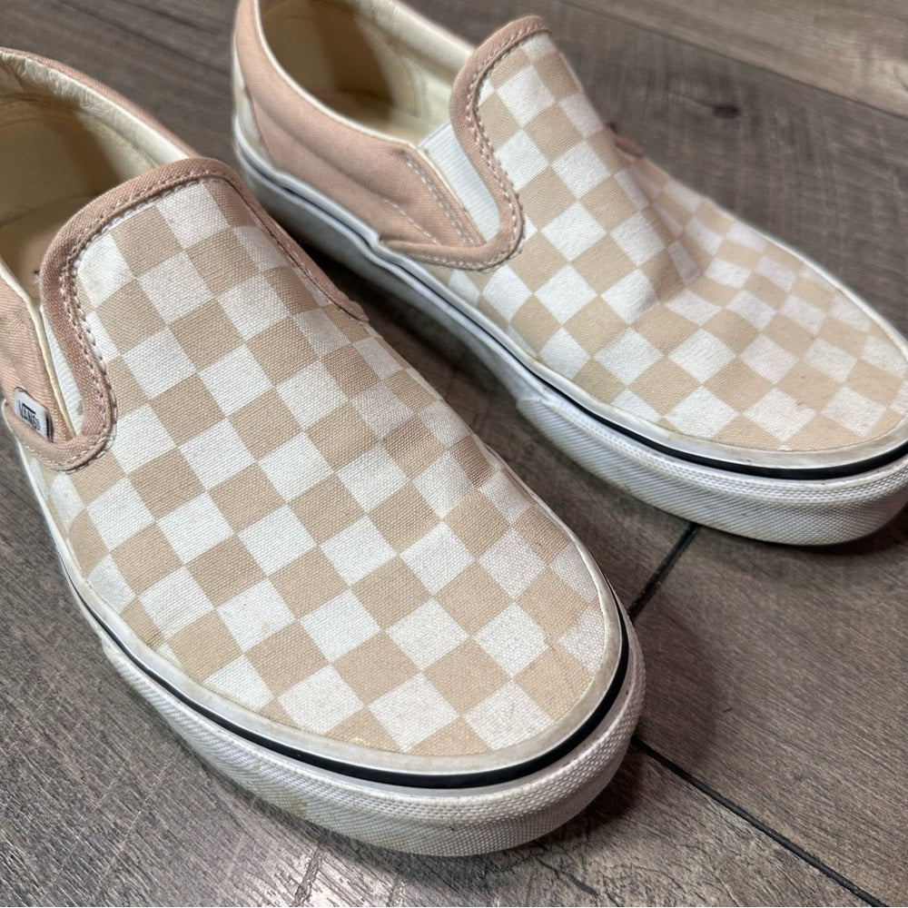 Vans Nude Checkered Low Top Shoes