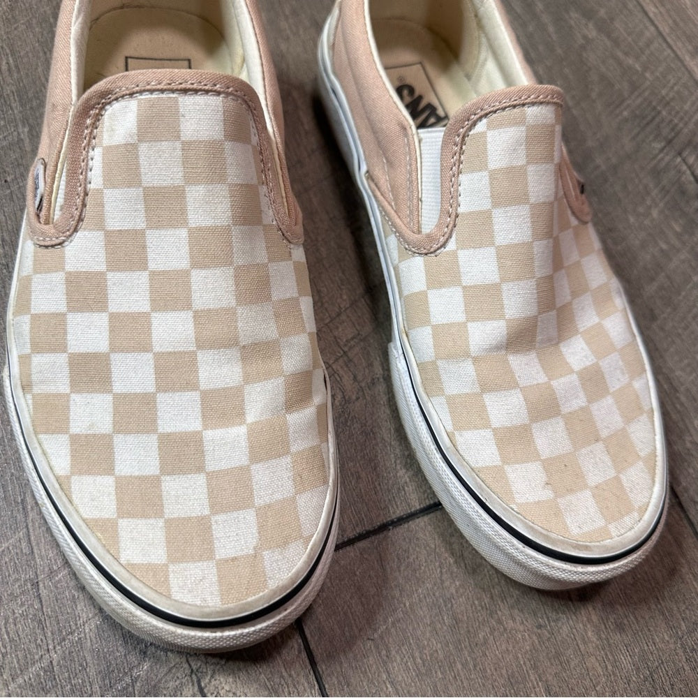 Vans Nude Checkered Low Top Shoes