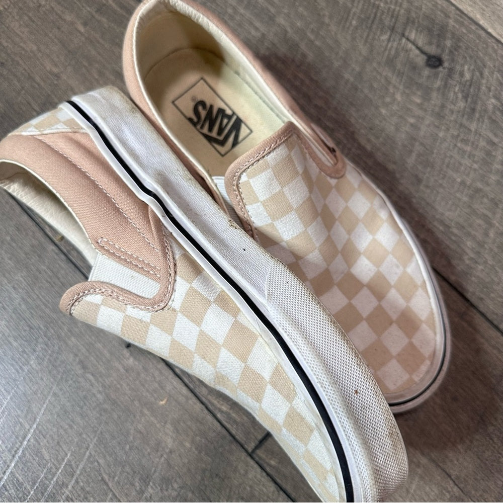 Vans Nude Checkered Low Top Shoes