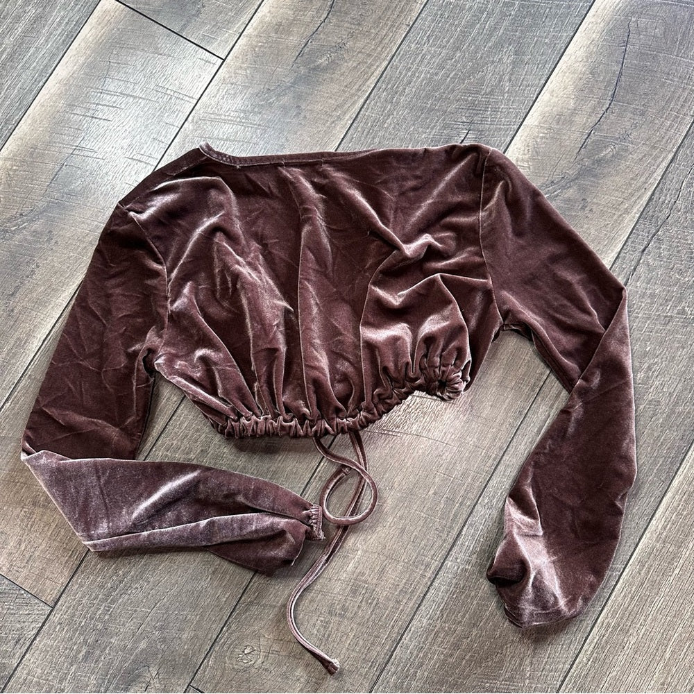 Pretty Little Thing Crop Velour Tie Top
