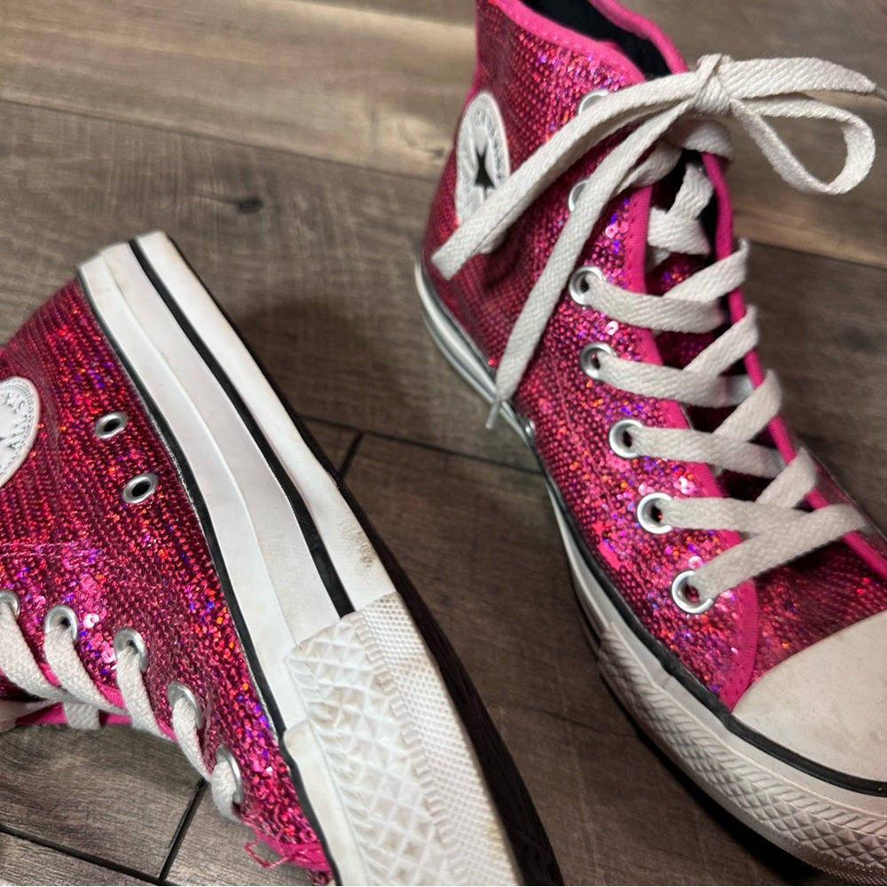 Converse All Star Hi Top Hot Pink Sequin Sneakers