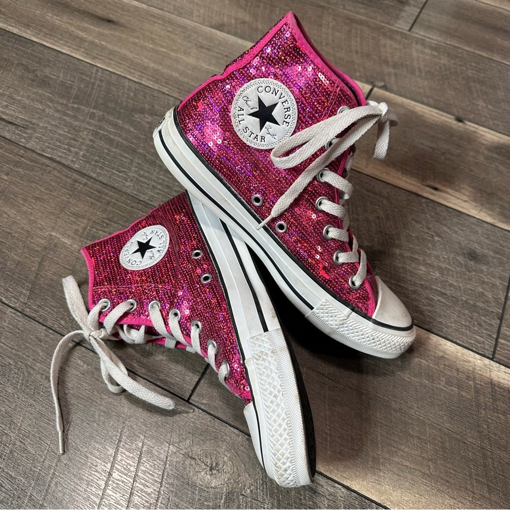 Converse All Star Hi Top Hot Pink Sequin Sneakers