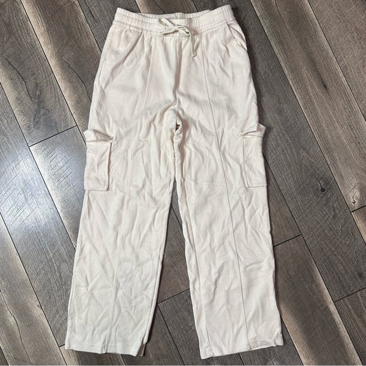 Love Poem Cream Cargo Ribbed Wide Leg Pants