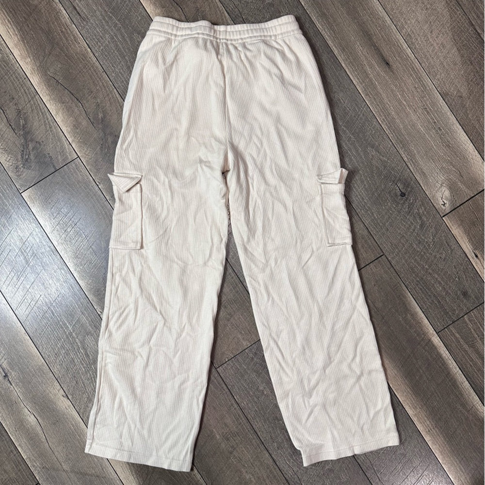 Love Poem Cream Cargo Ribbed Wide Leg Pants