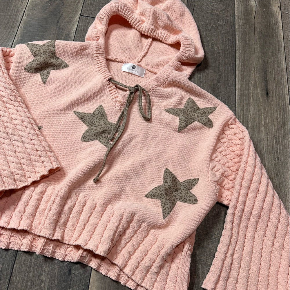Everyday Chic Oversized Chunky Knit Star Embroidered Sweater