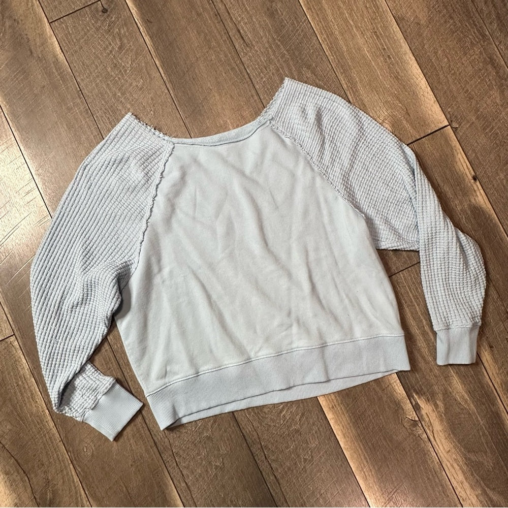 American Eagle Baby Blue Off Shoulder Pullover