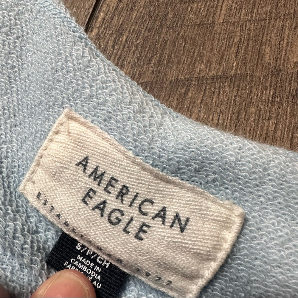 American Eagle Baby Blue Off Shoulder Pullover