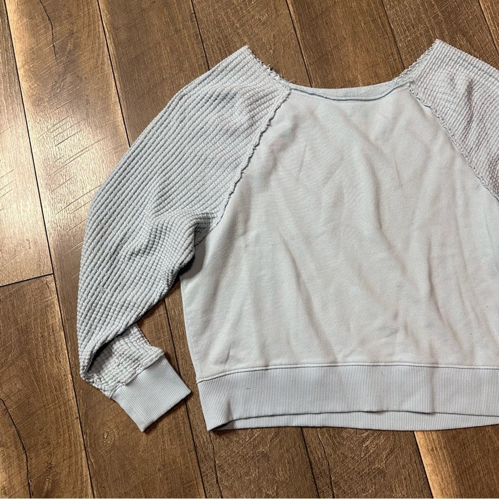 American Eagle Baby Blue Off Shoulder Pullover