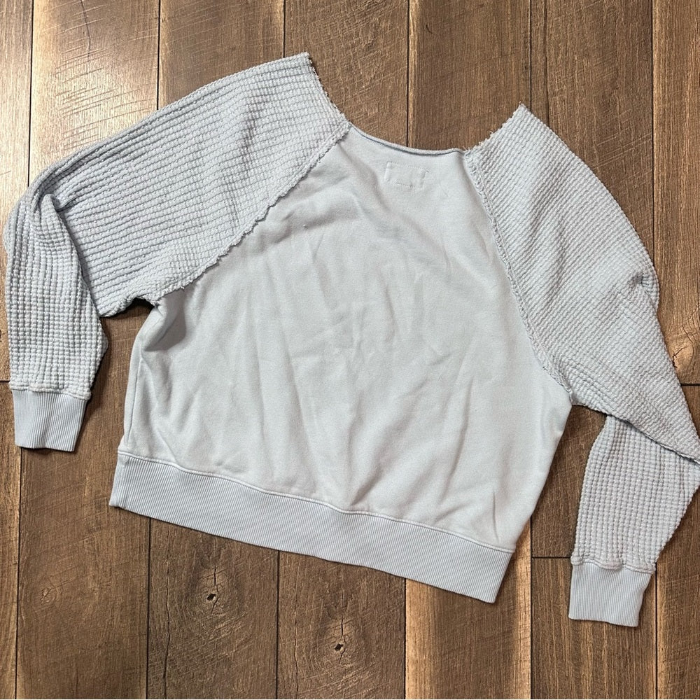 American Eagle Baby Blue Off Shoulder Pullover