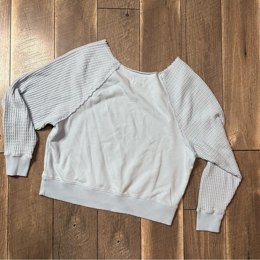 American Eagle Baby Blue Off Shoulder Pullover