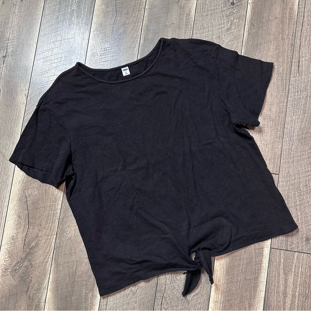 Old Navy Black Knot Detail Short Sleeve Top