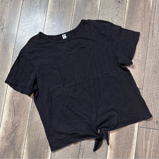 Old Navy Black Knot Detail Short Sleeve Top