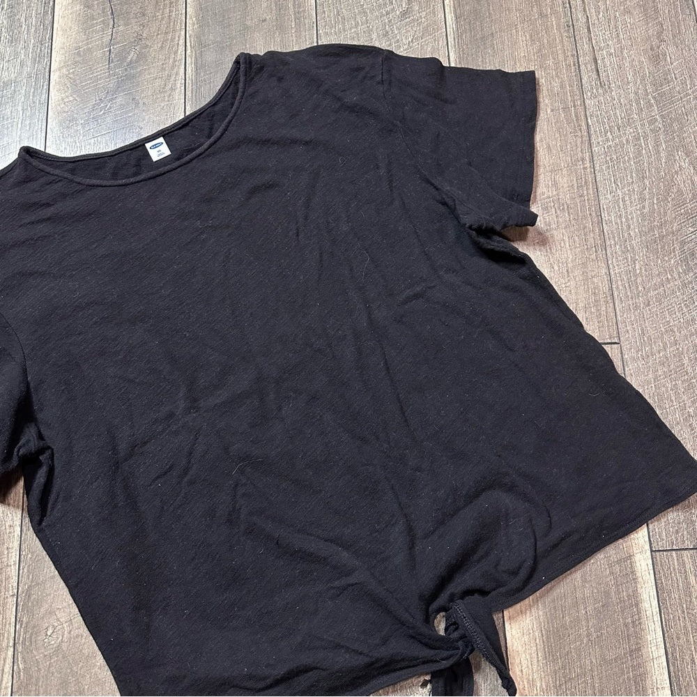 Old Navy Black Knot Detail Short Sleeve Top
