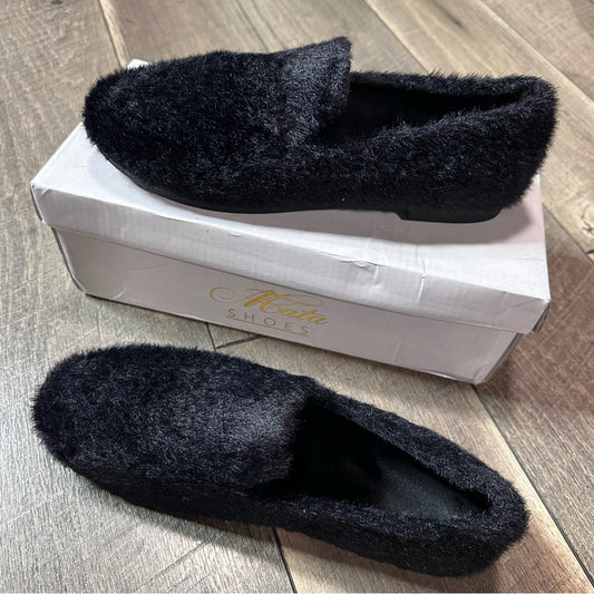 ACata Fuzzy Black Slide On Shoes
