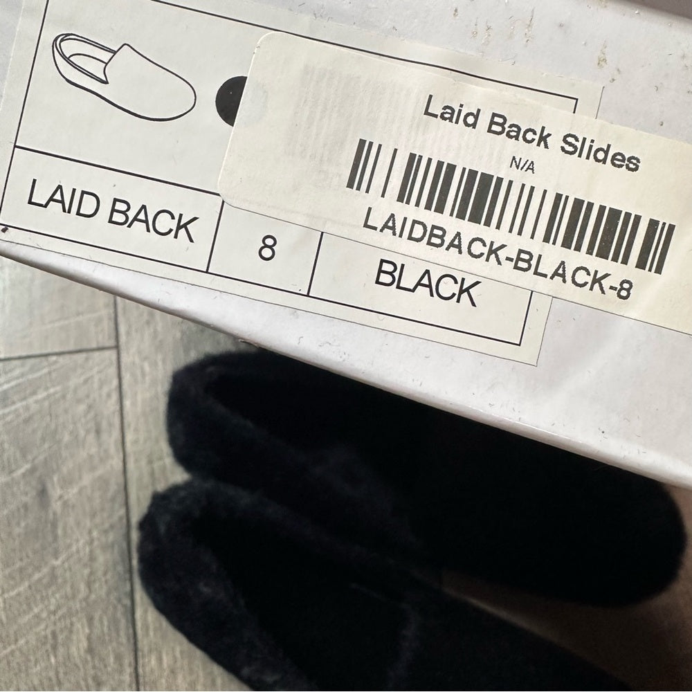 ACata Fuzzy Black Slide On Shoes