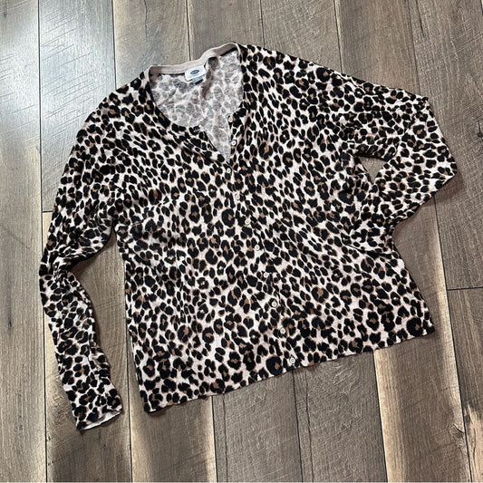 Old Navy Leopard Button Down Cardigan