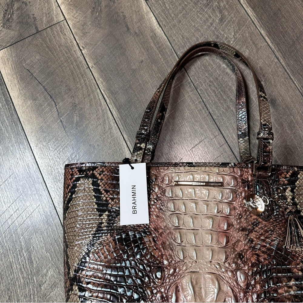 Brahmin Medium Asher Croc-Embossed Leather Tote Bag