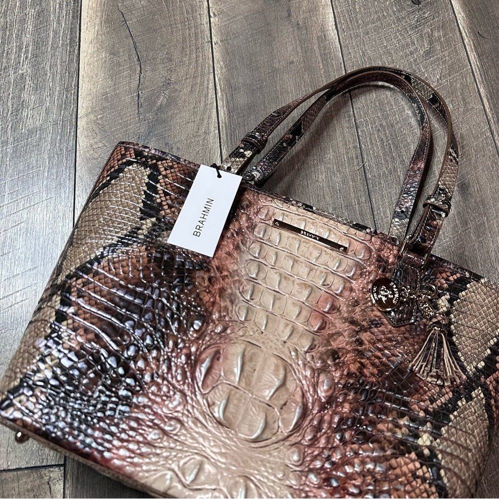 Brahmin Medium Asher Croc-Embossed Leather Tote Bag