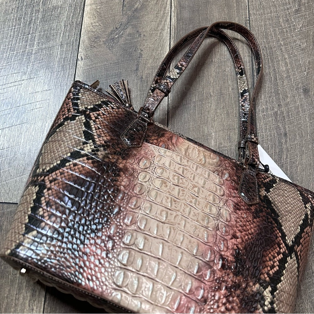 Brahmin Medium Asher Croc-Embossed Leather Tote Bag