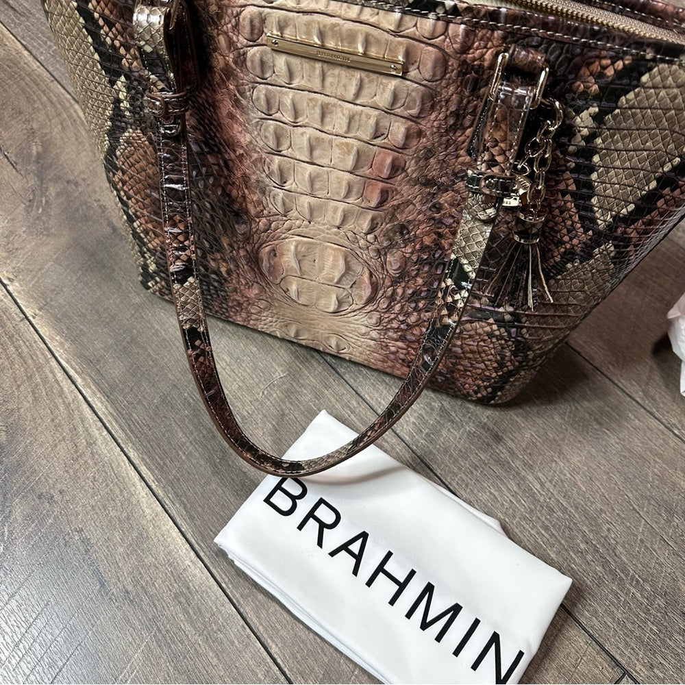 Brahmin Medium Asher Croc-Embossed Leather Tote Bag