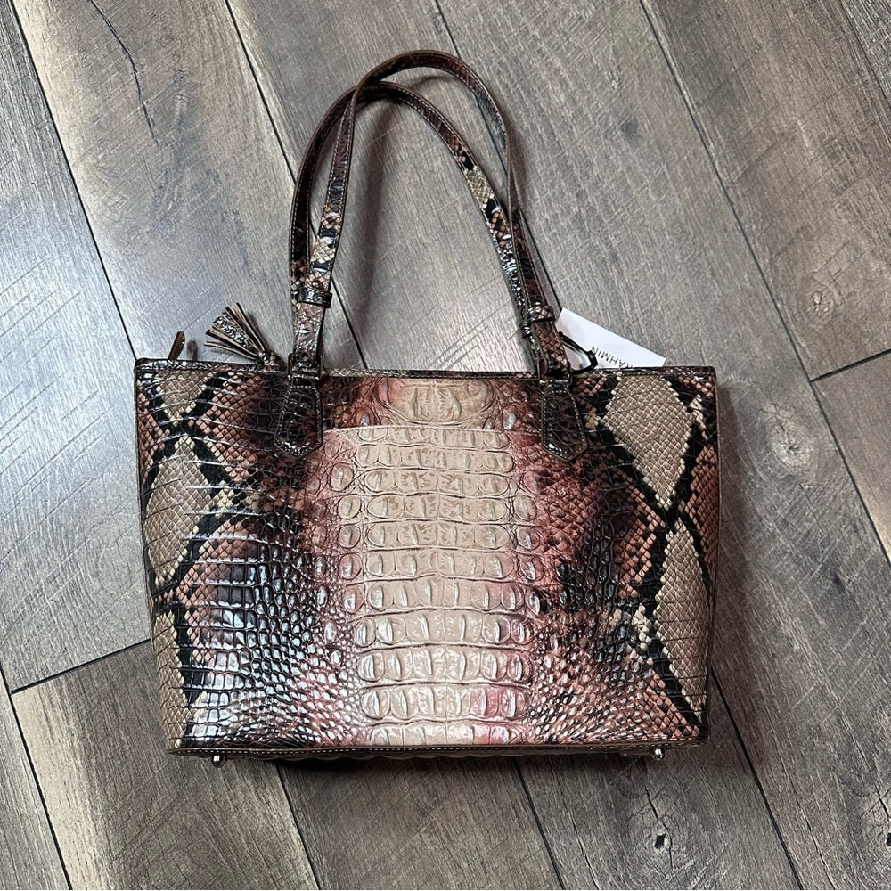 Brahmin Medium Asher Croc-Embossed Leather Tote Bag