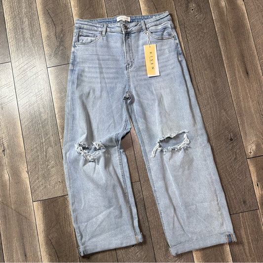 Risen Hi Rise Wide Leg Jeans