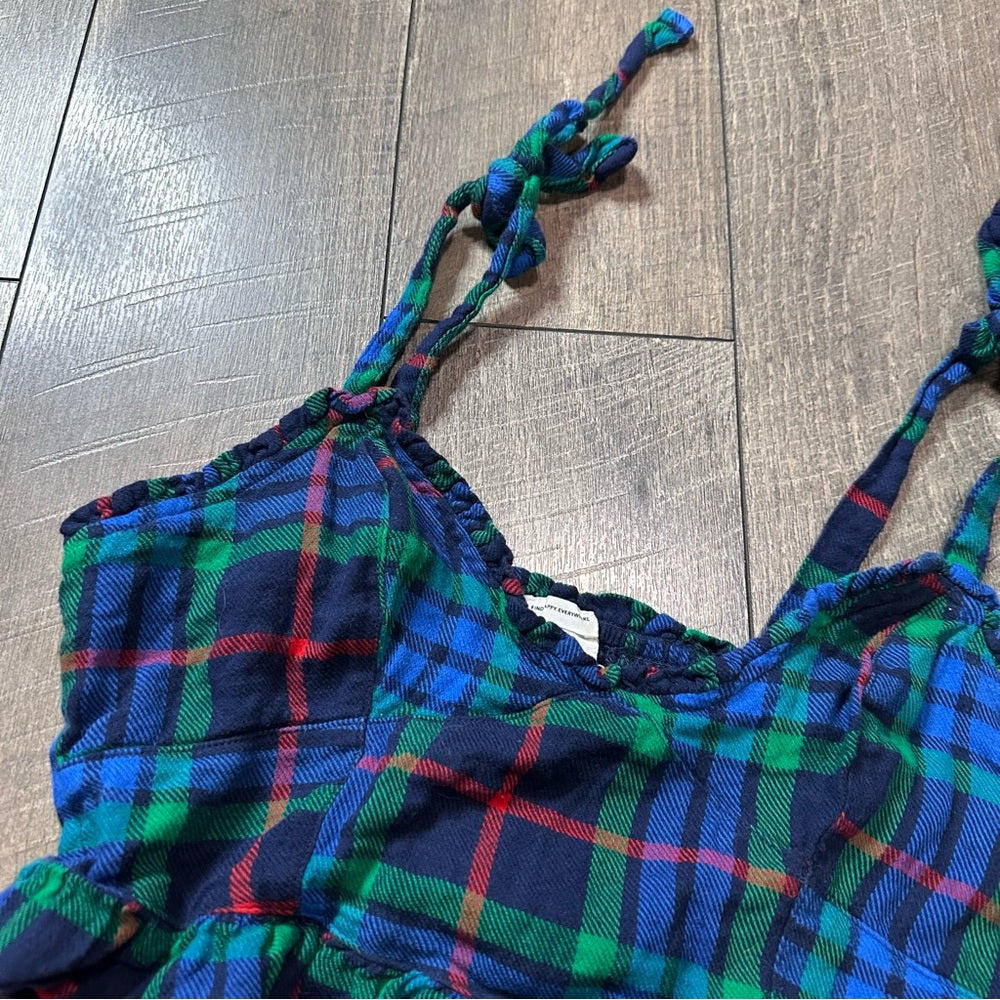 Aerie Plaid Crop Ruffle Tank