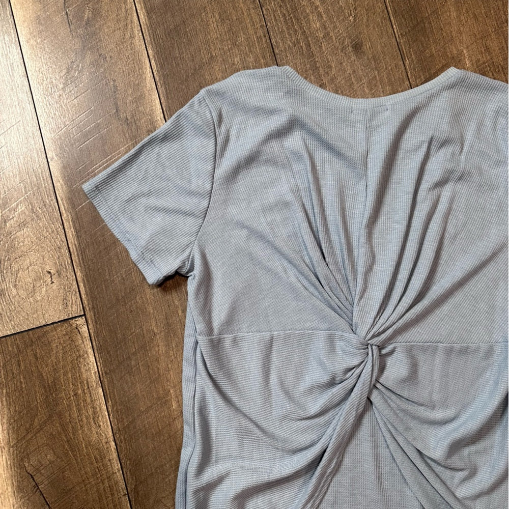 GeeGee Waffleknit Open Back Short Sleeve Top
