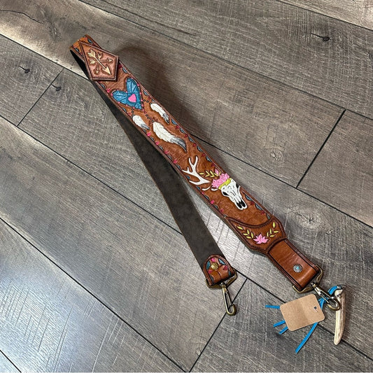 Western Skull Hand Tool Leather Belt