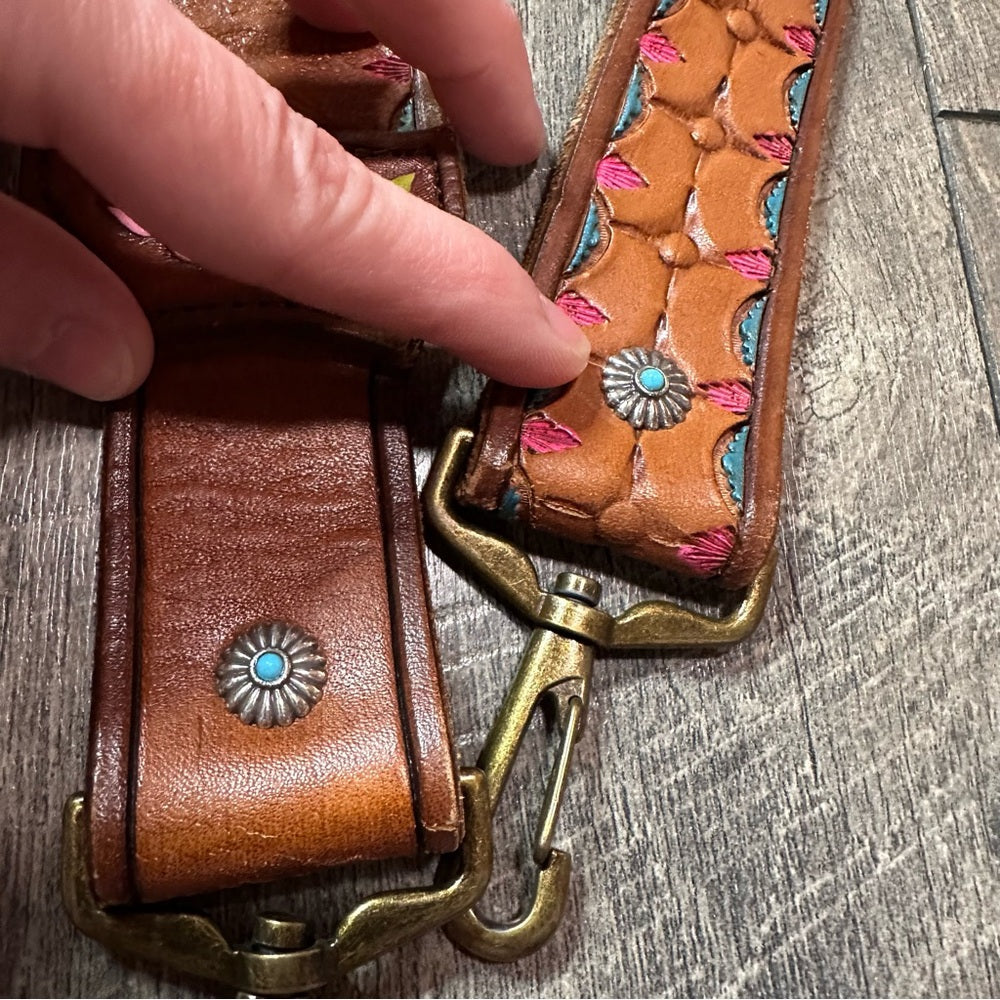 Western Skull Hand Tool Leather Belt