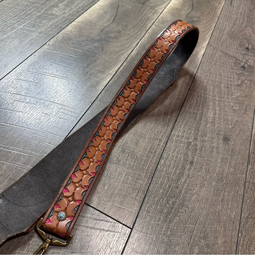 Western Skull Hand Tool Leather Belt