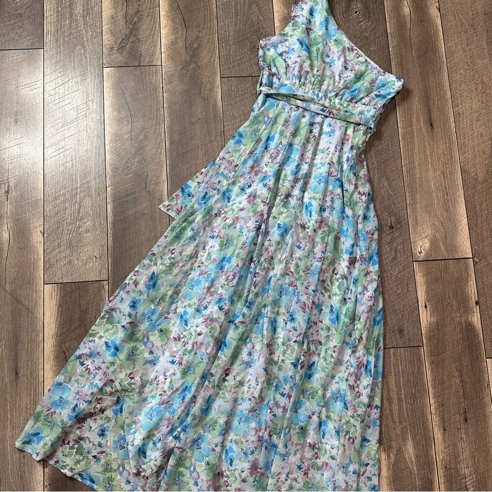 big Hit Single Shoulder Floral Maxi Dress
