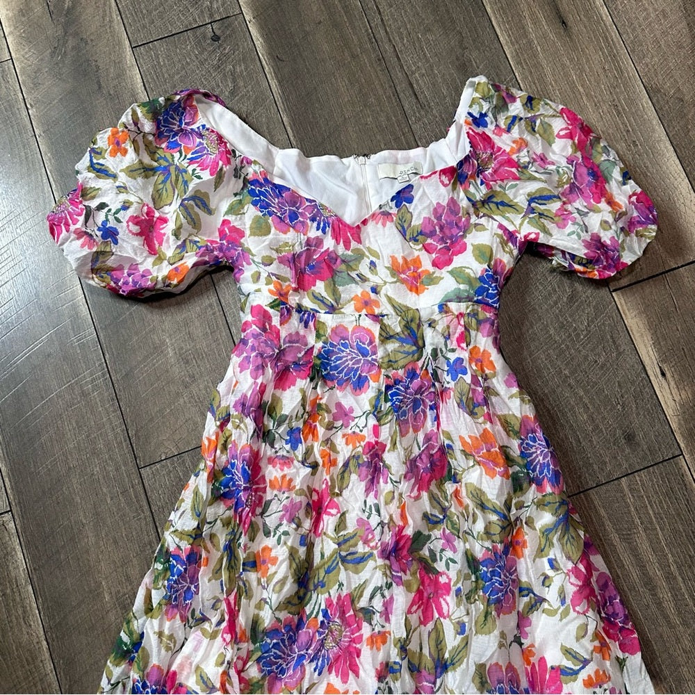 Pinch Floral Puff Sleeve Midi Dress