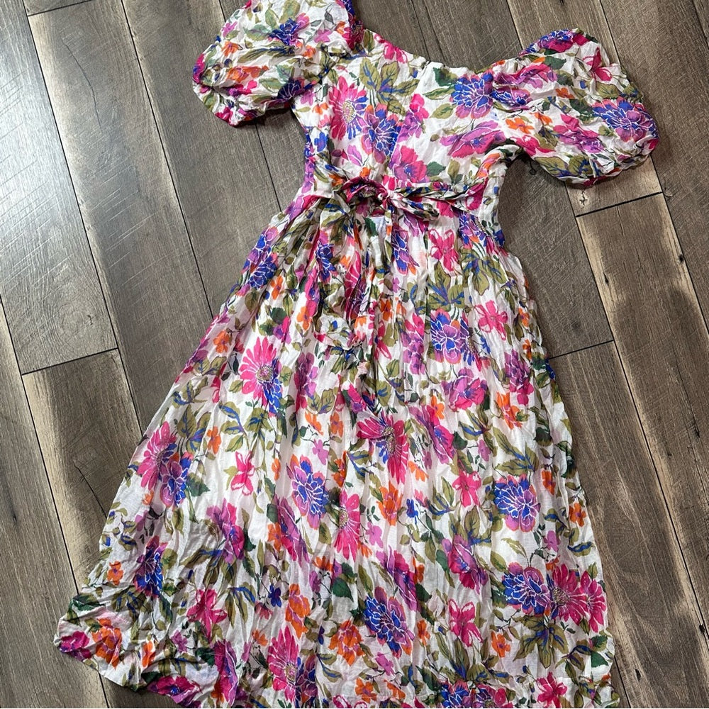 Pinch Floral Puff Sleeve Midi Dress