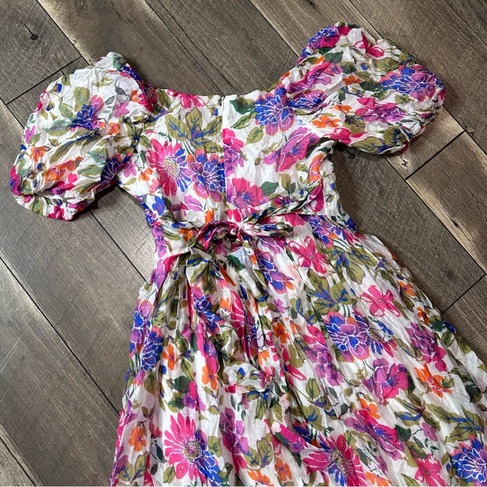 Pinch Floral Puff Sleeve Midi Dress