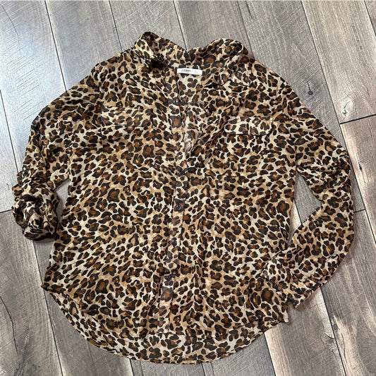Old Navy Sheer Leopard Button Down