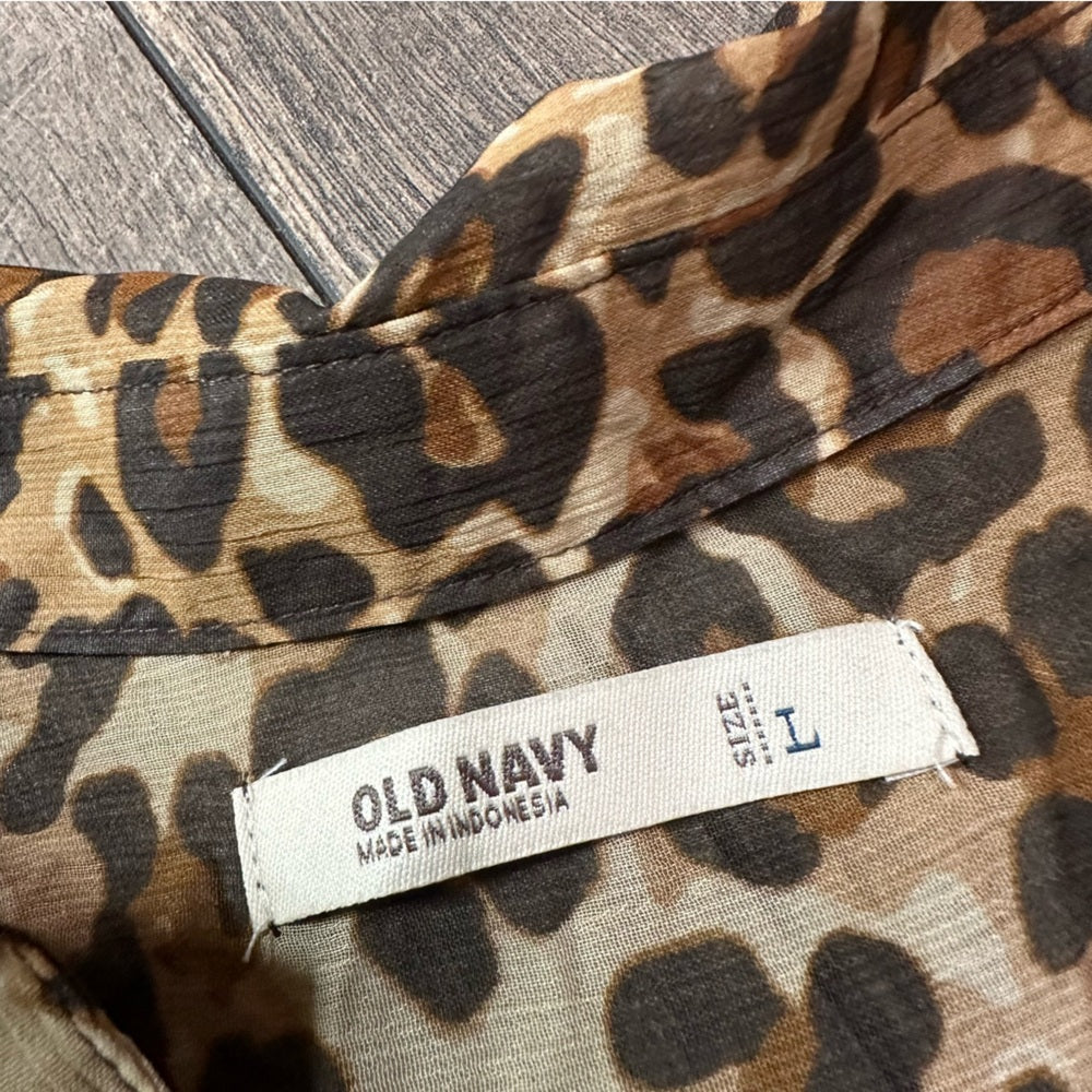 Old Navy Sheer Leopard Button Down