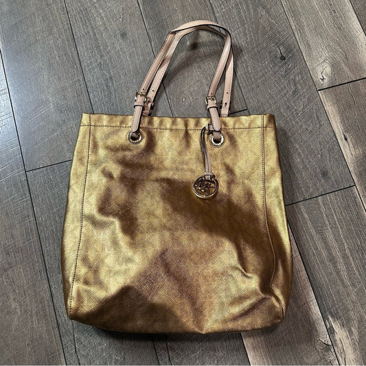 Michael Kors Metallic Gold Logo Tote Bag