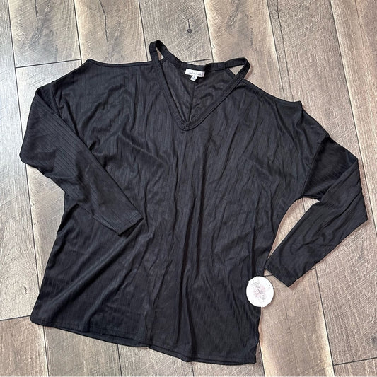 White Birch Cold Shoulder Long Sleeve Top